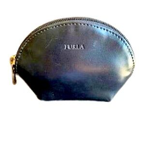 Mini Furla Black Leather Coin Cosmetic Pouch Unused